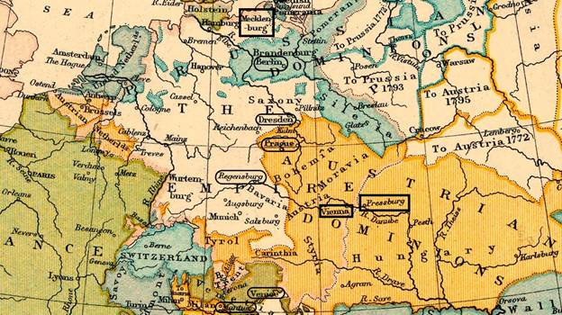 Map of Central Europe in 1789